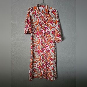 Joseph Ribkoff Multicolor/Abstract Print Button Up Midi Shirt Dress Size 2